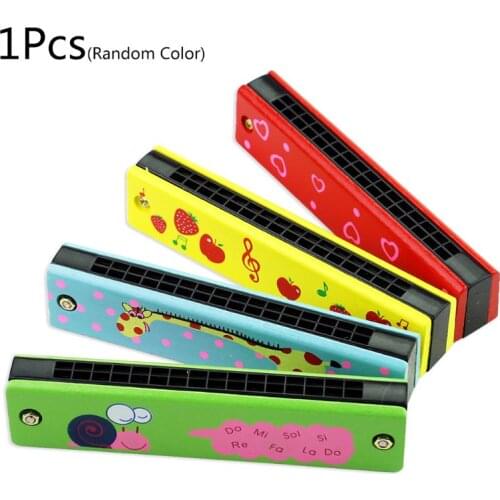 New 1pc 16 Hole Cute Harmonica for Beginners Cartoon Pattern Kids Musical Instrument Random Color