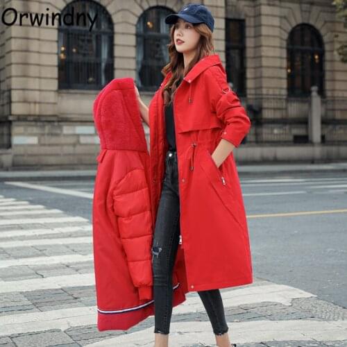 Orwindny Thicken Warm Long Coats Women Distachable Snow Wear Fur Jackets Female Oversized S-3XL Parkas High Street Wear Outwear