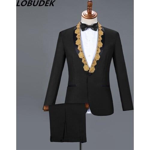 Autumn Winter Fashion Formal Mens Suits Sequins Blazers Male Singer Host Stage Outfits Chorus Performance Clothing Show Costume