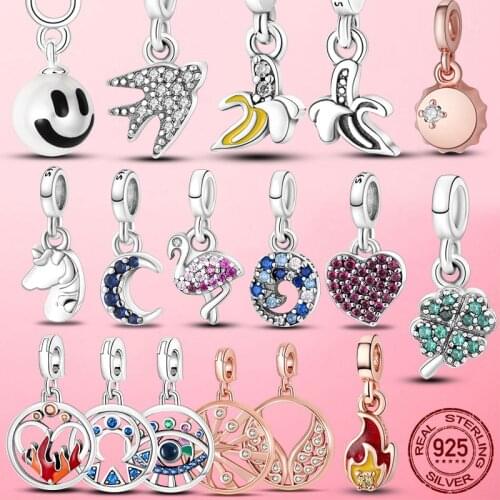 Hot Sale Me Pendant 925 Sterling Silver Love Four-Leaf Clover Dangle Charm Beads fit Original Pandora Me Bracelet Jewelry Gift