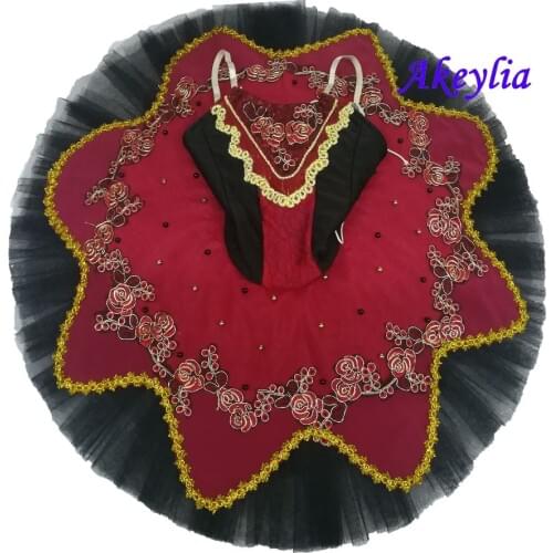 Don Quixote Professional Ballet Tutu for Adult Red Black Ballet Stage Costume Girls Kitri Performance Ballet tutu platter Women
