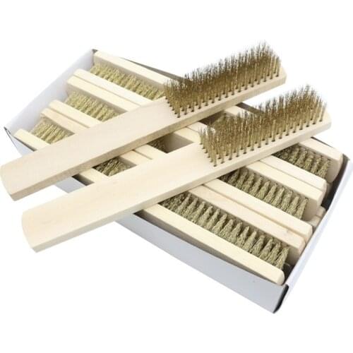 12PC Wood Handle Wire Brush Stainless Steel Paint Remove Rust Brushes Cleaning Polishing Detail Metal Brushes Clean Tools
