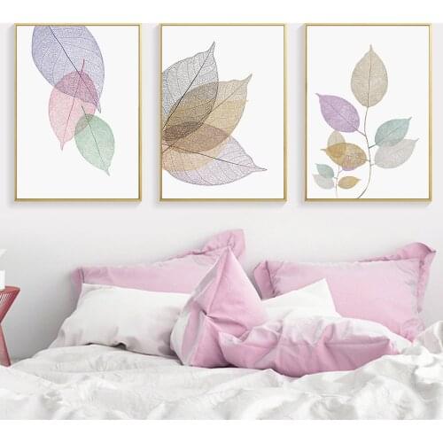 Modern Simple Leaves Leaf Vein Transparent Decor Painting Canvas Wall Art Prints Posters Picture Bedroom Home Decor No Frame