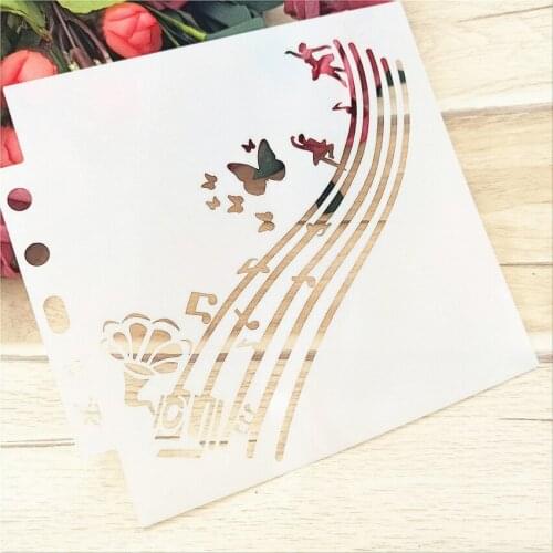 14.1*13cm Butterfly staff stencils Cover template spray plastic mold shield DIY cake hollow Embellishment printing lace ruler