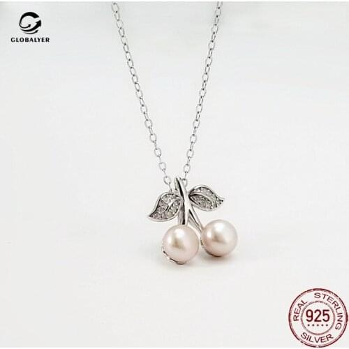 Korean Pearl pendant Female S925 Silver Pendant Clavicle chain Fashion Sweet Personality Creative Silver jewelry 800