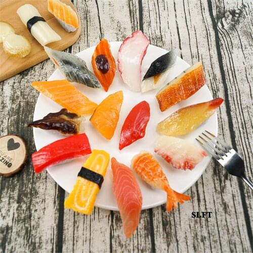 Japanese dishes food props store shop decoration rice shrimp Salmon fish slices block portion Simulation fake sushi model