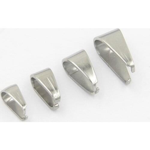 100pcs 3X7/4X9/5X10mm Stainless Steel Hook Pendant Clasp Pinch Clips Bail Pendants for DIY Necklace Jewelry Findings Accessories