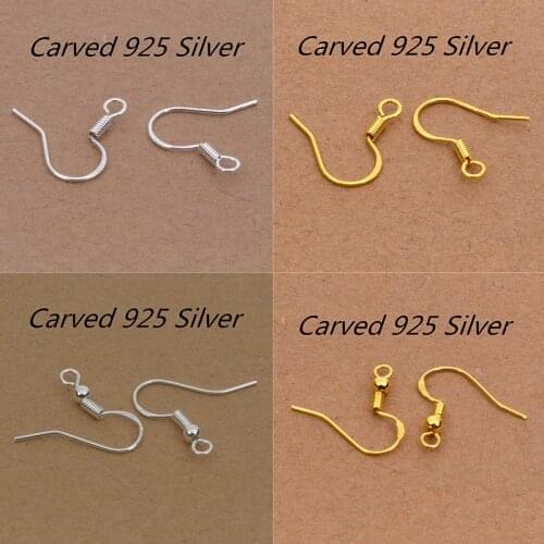 50Pcs Carved 925 Sterling Silver Findings Earring Hooks Clasp Accessories Fitting for Jewelery Making Components