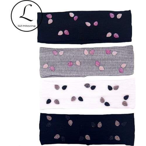 GZhilovingL Woman Resin Drill Beads Cotton Headbands Turban Casual Soft Stretch Thin Ribbed Hairbands Accessories bachelorette