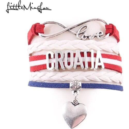 Little MingLou infinity love country CROATIA Bracelet heart charm handmade leather men bracelets & bangles for women jewelry