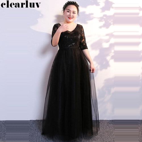 Evening Dress 2019 Plus Size Black Chiffon Robe De Soiree T362 Sequins Embroidery Women Party Dresses Vintage V-neck Formal Gown
