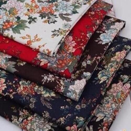 ZY DIY Beautiful 5 colors 22x24cm Chrysanthemum Printed Cotton Linen Fabric Bundle For DIY Sewing