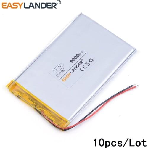 10pcs/Lot 3.7v lithium Li ion polymer rechargeable battery 195082 9000mAh tablet pc power bank cell phone speaker GPS