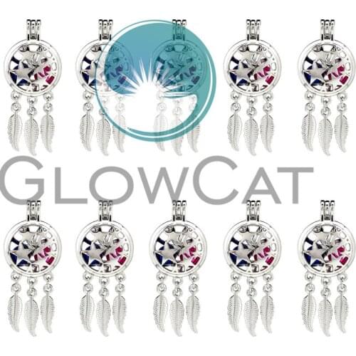 10x K730 Dream Catcher Starry Sky Locket Pendant Essential Oil Diffuser Aromatherapy Beads Pearl Cage Jewelry Making