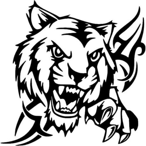 16*16.1CM Car Styling Ferocious Tiger Head Vinyl Car And Motorcycle Decals Car Styling Car Sticker Black/Silver C9-1506