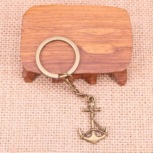20pcs New Fashion Keychain 33x19mm anchor sea Pendants DIY Men Jewelry Car Key Chain Ring Holder Souvenir For Gift