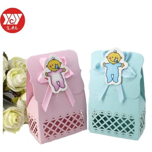 24 Pcs Cartoon Paper Candy Gift Box Cardboard Bags Party Candy Box for Baby Birthday Shower Baptism Wedding Party Supplies