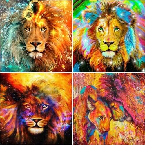 EverShine 5D Diamond Painting Animal Rhinestone Diamond Embroidery Lion Full Drill Square Mosaic Cross Stitch Set Decor For Home