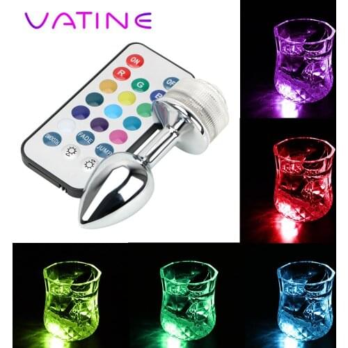 Remote Control No Vibrator Prostate Massager Stainless Steel Butt Plug Sex Toys For Couples LED Light Metal Anal Plug