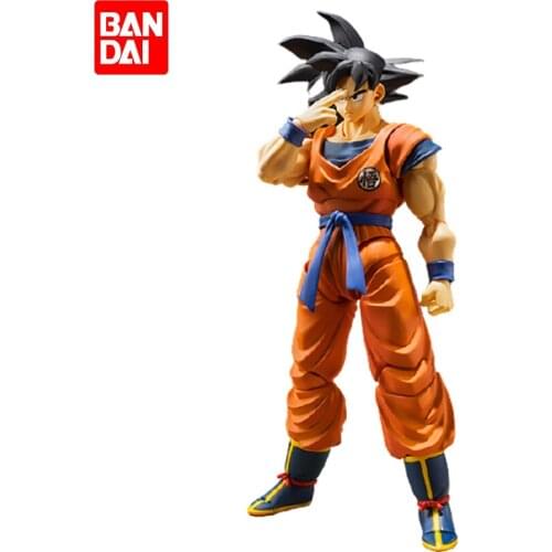 BANDAI SHF Dragon Ball Black Hair Son Goku 2.0 Decorations Childrens Gifts Saiyan Who Grew Up on Earth Figure Assembly Model