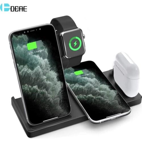 15W 4 in 1 Qi Fast Wireless Charger Stand Pad Charging Dock Station For iPhone 12 11 XS XR X 8 Apple Watch 6 5 4 3 2 AirPods Pro