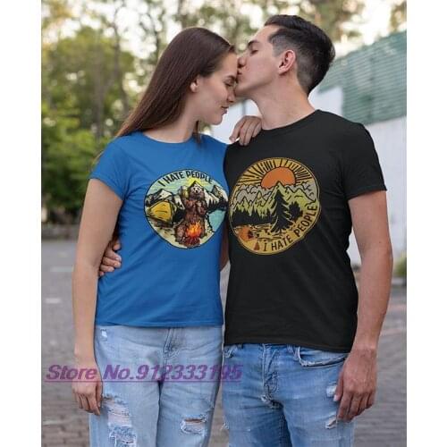 I Hate People T Shirt Love Camping Funny Hiking Retro Tshirt Digital Print Unisex Comfortable Crew Neck Tee 100% Cotton Shirt