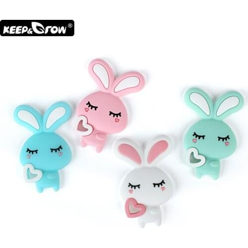 Keep&Grow 10pc Rodent Silicone Rabbit Teether BPA Free Baby Teether Teething Toys Silicone Beads Baby Products Nursing Gift