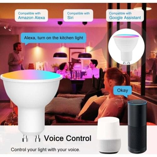 GU10 LED Lamp Color Spotlight Indoor Wifi Smart Light Bulb 5W RGB+CW Dimmable Smart Bulb Remote Voice Control With Alexa Google