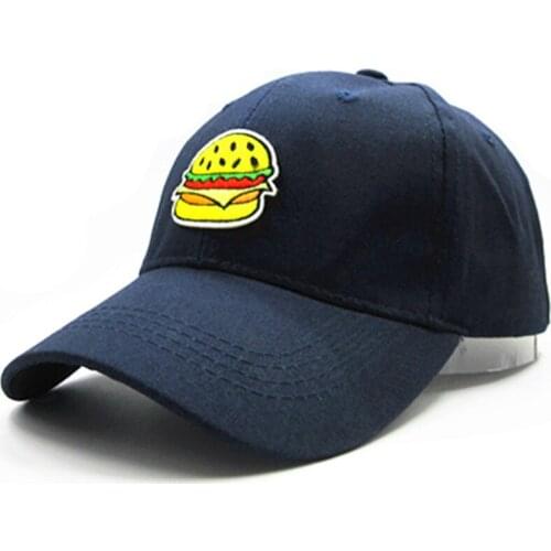 Hamburger Embroidery Cotton Baseball Cap Hip-hop Cap Adjustable Snapback Hats for Men and Women 222