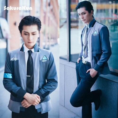 Game Detroit Become Human Cosplay Costume Connor Cosplay Uniform Men Jacket White Shirt Tie RK800 Coat Costume Full Set