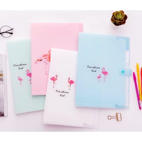 Korean Kawaii Flamingo A4 Document Bag for Girl File Folder Expanding Wallet Bill Folders Cute Creative Stationery School Supply