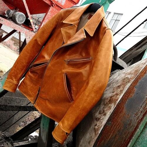 Genuine Leather Jacket For Man Japanese Fashion Automotive Mens Cowhide Coat Real Leather Overcoat Man Plus Size 4XL Luxury Coat