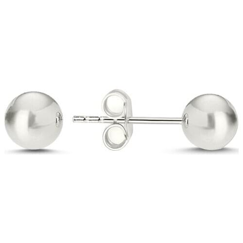 KUTAYDAN 5mm Simple Ball Earrings 925 Sterling Silver