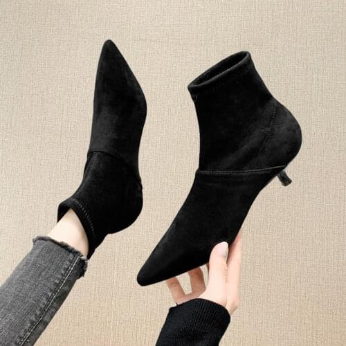 Fashion low-heeled ankle boots women 2020 new autumn and winter 3cm nude boots feminine fine-heeled pointed-toe womens boots