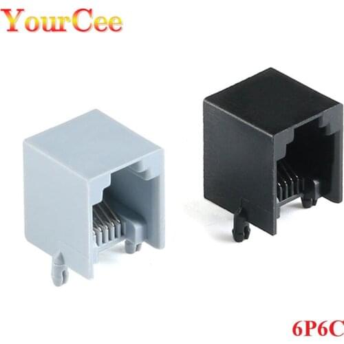 10Pcs RJ11 6P6C RJ12 PCB Mount Telephone Modular Connector Socket Interface Crystal Female Socket Telephone For Plug Jack