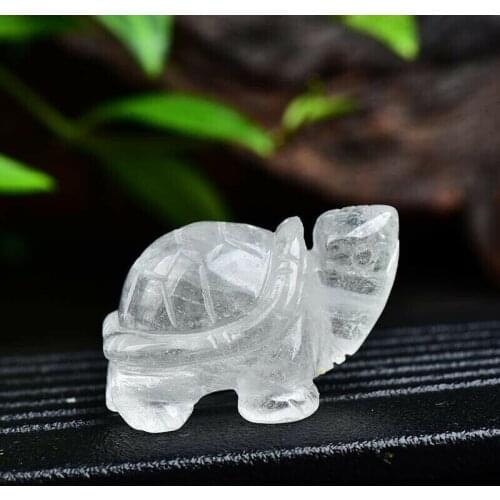 Natural white Quartz Crystal Hand Carved tortoise reiki healing