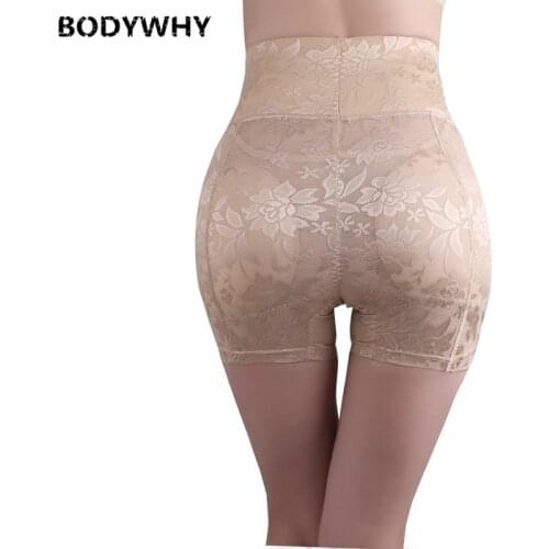 New High Waist Underpants Breathable Mesh Mid Rise Butt Lifter Underwear Seamless Floral Lace Hip Enhancer Body Shaper Boyshort