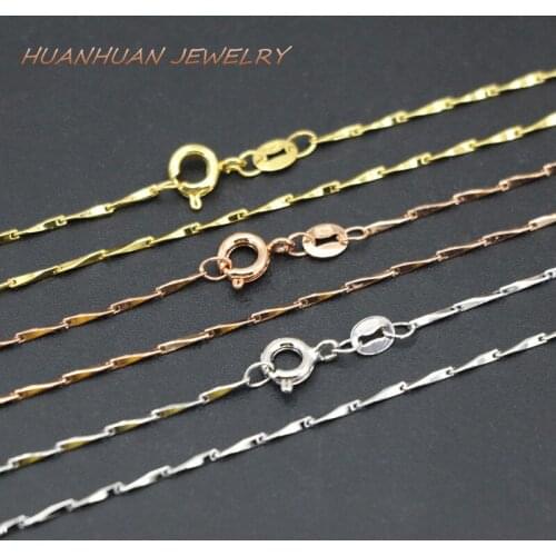 New Fashion Women Link Chain Copper Stainless Steel 1mm Chokers Necklace Link Chains Fit Diy Pendant Charms Jewelry 18inch B3382