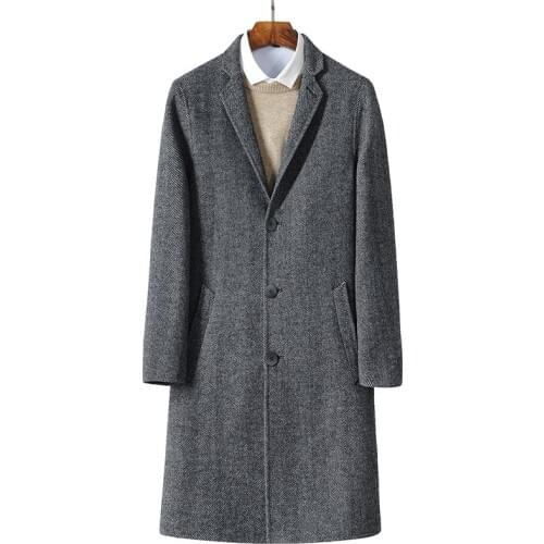 2017 autumn new Mens woolen jackets trench coat Men windbreaker woolen overcoat full size M-3XL