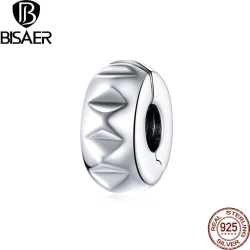 Bisaer Genuine 100% 925 Sterling Silver Rivet pendant Beads Fit Charm Bracelet & Necklace Pendant Silver Jewelry ECC1780