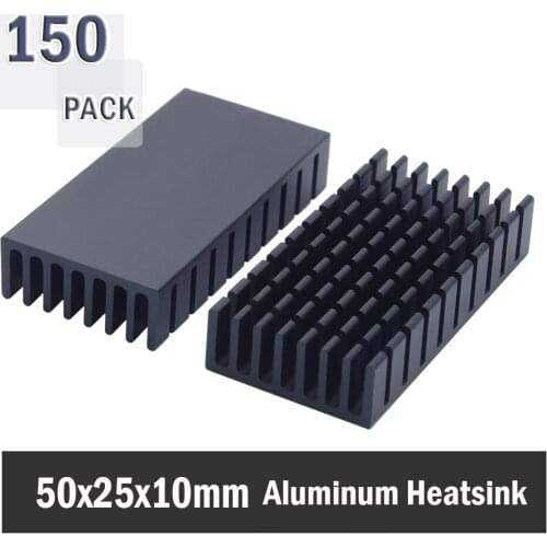150Pcs Gdstime Black Aluminum Heatsink 50*25*10mm Cooling Fan 50mmx25mmx10mm 50mm 25mm 10mm for PC CPU IC LED Power Transistor