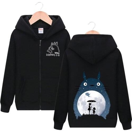Totoro Spring and Autumn Plus Velvet Jacket Mens and Womens Tops Couple Clothes Zipper Jacket Hoodies & Sweatshirts Anime