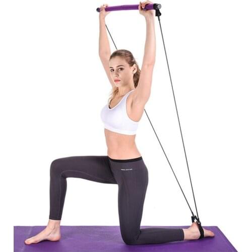 Pilates Exercise Stick Toning Bar Home Fitness Yoga Gym Training Workout Equipment Body Abdominal Resistance Bands Rope Pullup