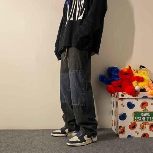 Vintage Wide Leg Jeans Pants Men Stitch Streetwear Fashion Skateboard Pants Harajuku Sweatpants Techwear Clothes Denim Trousers