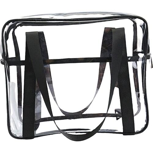 Unsiex Waterproof PVC Clear Transparent Tote Bag Beach Makeup Bathing Wash Bag