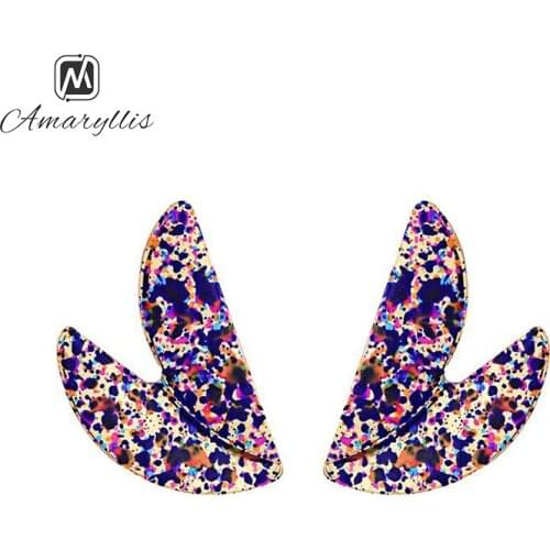 Amaiyllis Bohemia Spary Leaf Stud Earrings For Women Colorful Geometric Metal Post Earrings Exquisite Party Earrings Brincos