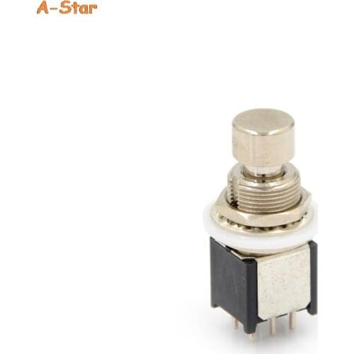 1pcs Mini DPDT Latching Switches ON/ON Guitar Effect Push Button Stomp Pedal Foot Switch