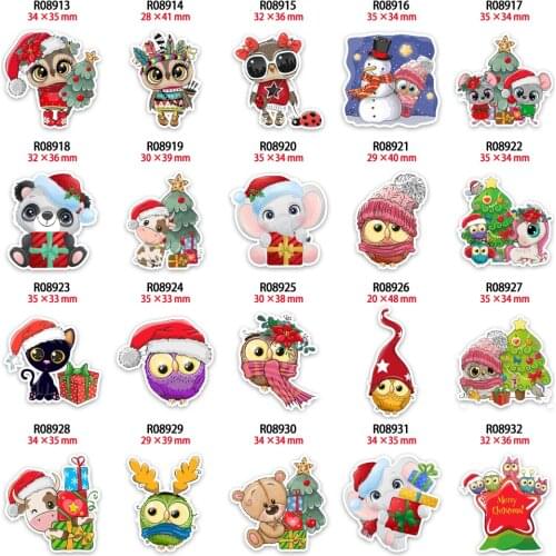 10pcs/lot New Charms Cute Baby Owl Christmas Printed for Hair Bows Planar Resin Crafts R0891 R0892 R0893
