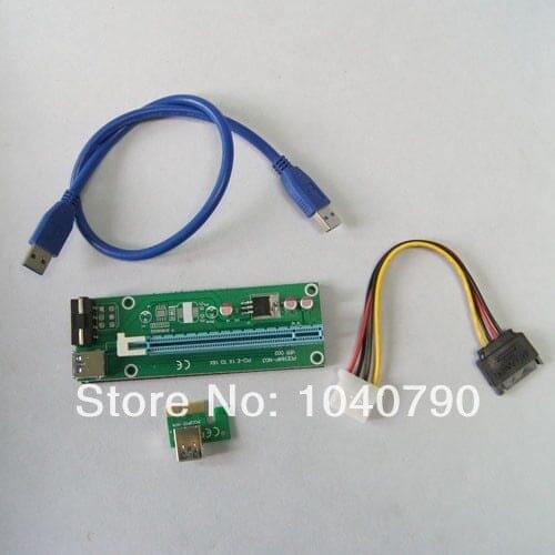 20pcs/lot 50CM PCI-E PCI E Express 1X to 16X Riser Card +USB 3.0 Extender Cable with power supply for bitcoin litecoin miner