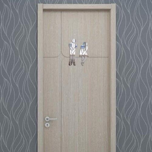 2021 Removable Cute Man Woman Washroom Toilet WC Wall Sticker Family DIY Decor Mirror Sticker Home Decor for Bathroom Supplies